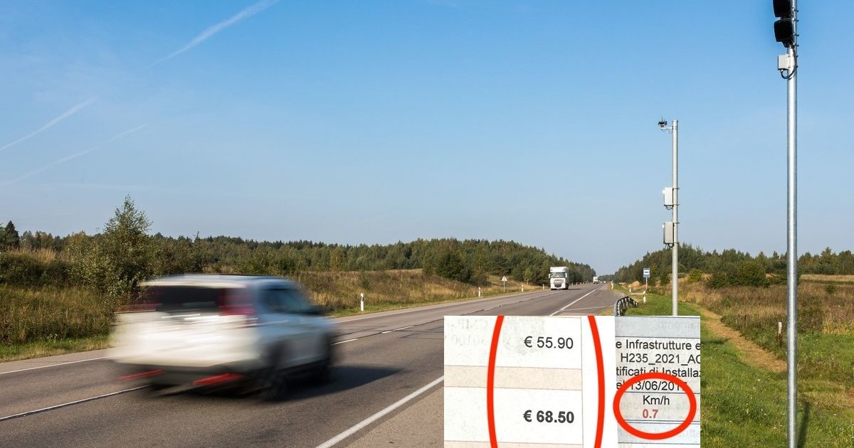 Non ci poteva credere: dopo aver superato la velocità di soli 0,7 km/h, ha dovuto pagare 106 euro