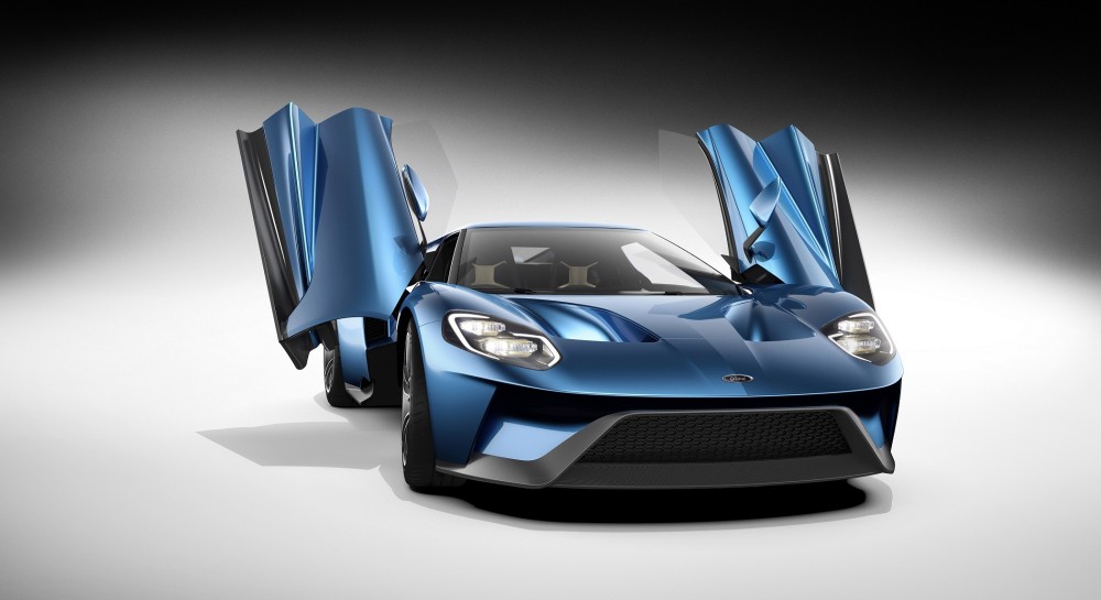 All-New Ford GT Front View, Open Doors, January 2015