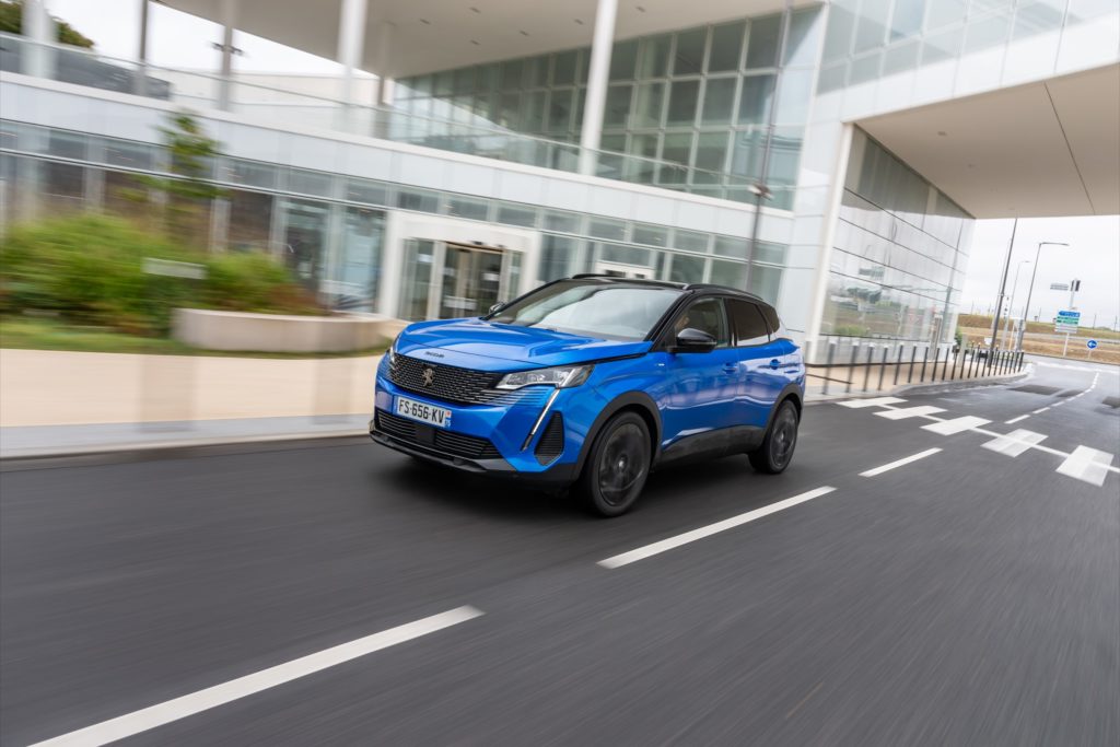 Blue Peugeot 3008 crossover